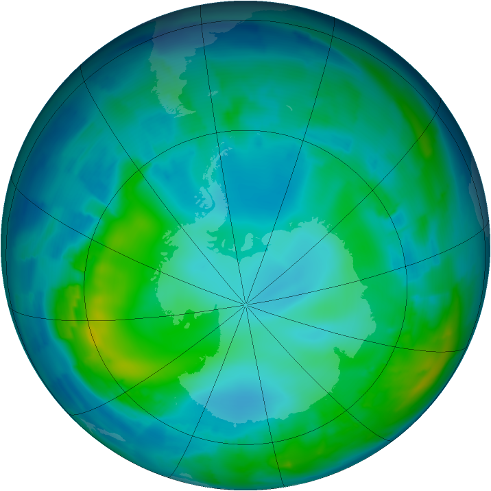 Antarctic ozone map for 09 May 2012